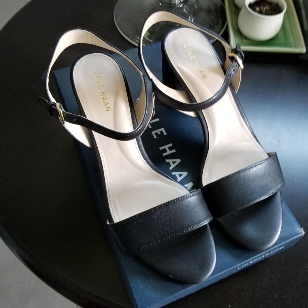 Cole Haan Leather block heel Sandles Black & white. Both for $50